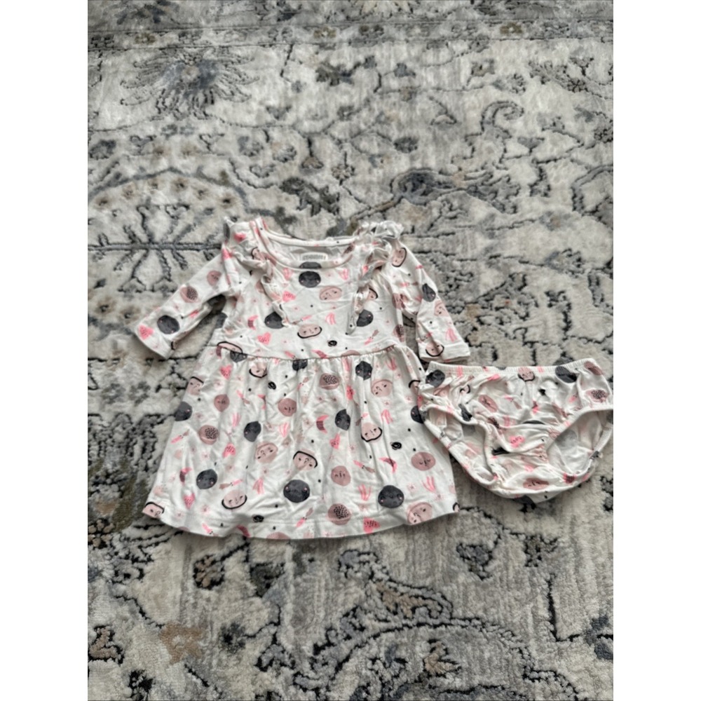 Gymboree 0-3 Month Girl RISING STAR Long Sleeve Dress with Bloomers - Space Neon